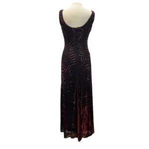 Stenay Sequin Beaded Gown Women 8 Burgundy Black Good Vintage Formal Maxi Dress